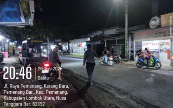 Patroli Strong Point Polsek Pemenang Jaga Simpang Empat Pelabuhan Bangsal, Suasana Kondusif