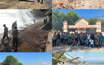 Sambut Hari Bhayangkara ke-80, Polsek KP3 Polres Bima Kabupaten Gotong royong Membersihkan Pantai Kalaki